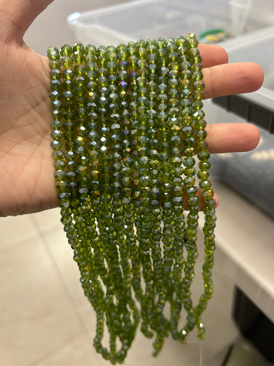 Translucent Faceted Crystal Rondelle Bead Strand, 6mm