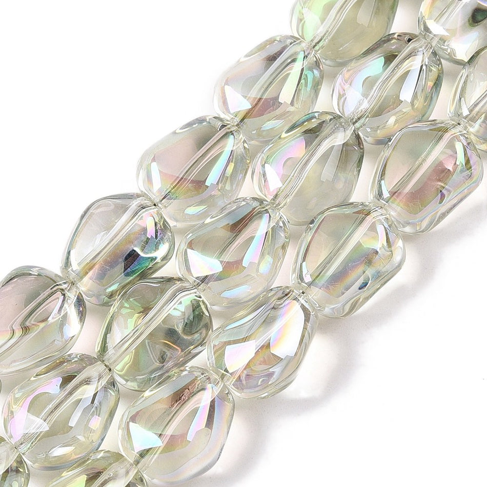Electroplate Nugget Crystal Bead Strand, 12mm
