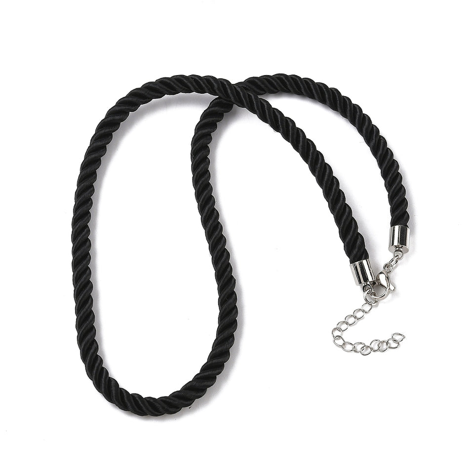 Twisted Nylon Cord Necklace with Silver Findings 18 inches, 1pc