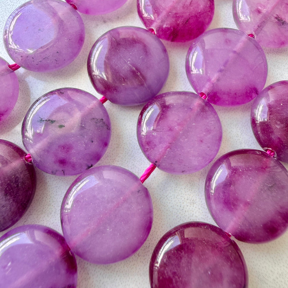 Round Jade Coin Bead 12mm Strand