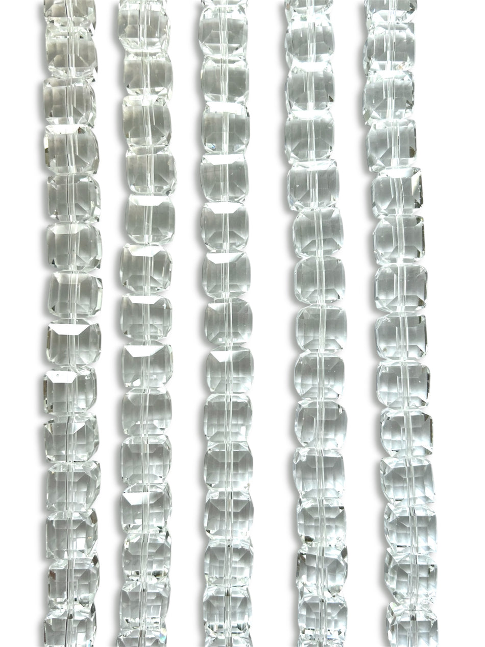 Clear Tornasol Cube Crystal Bead Strand, 14mm