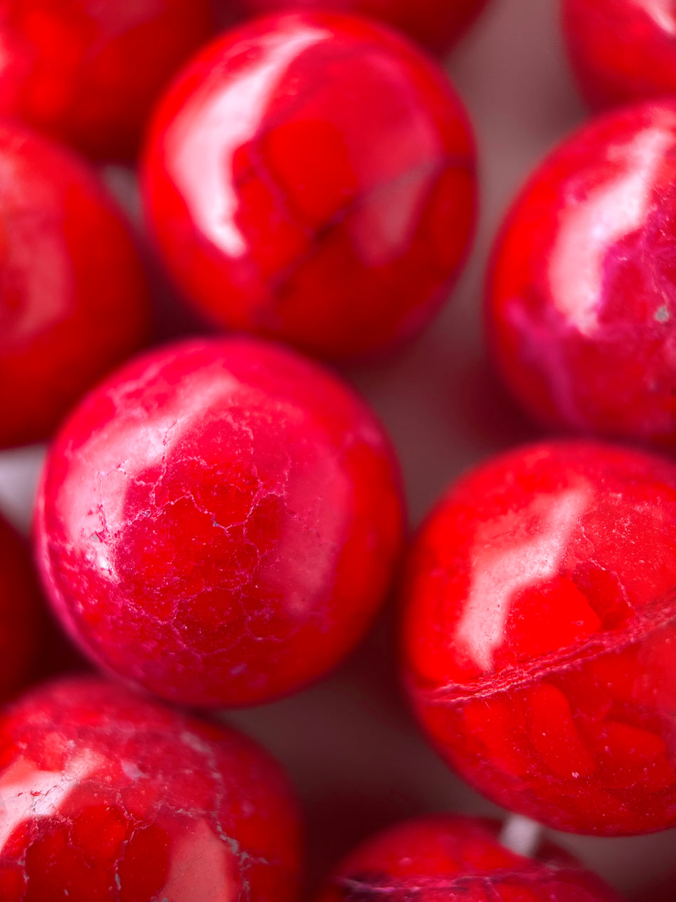 Red Round Agate Strand, 20mm