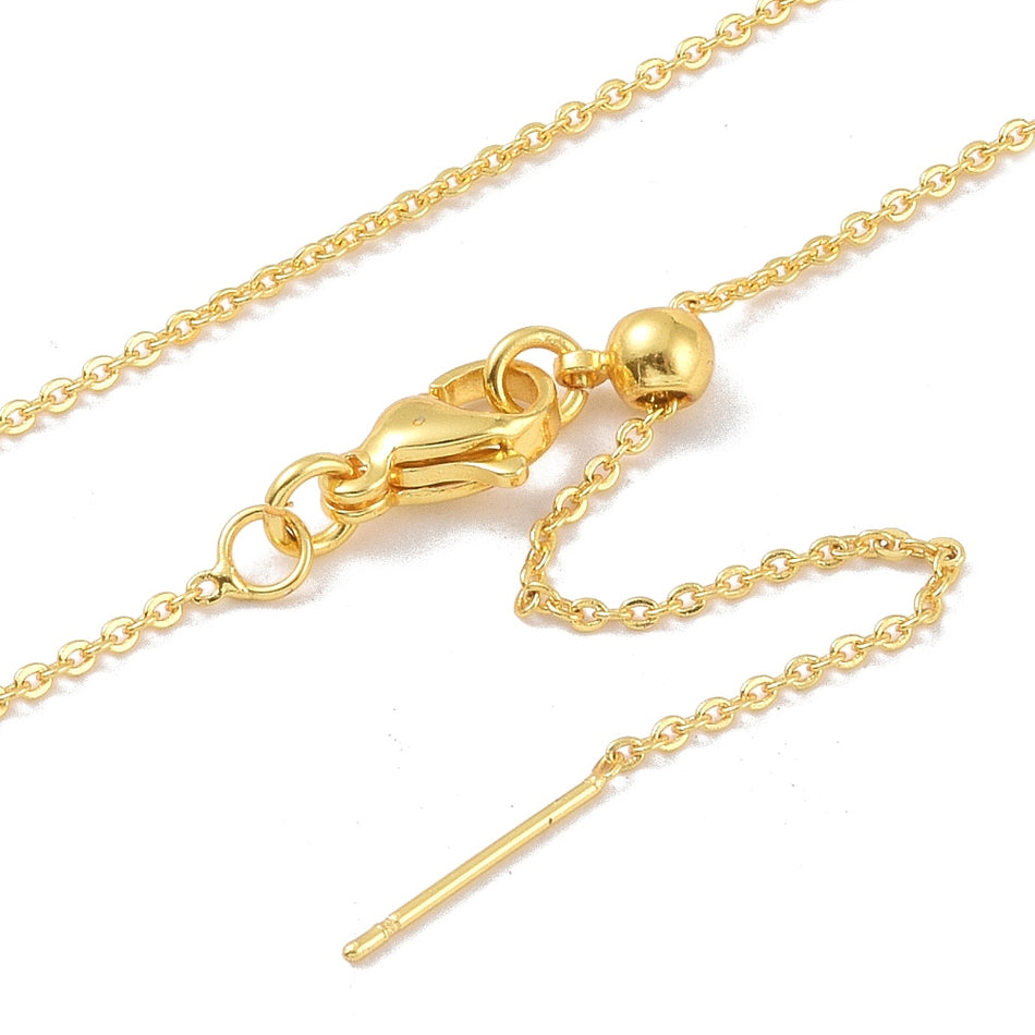18k Gold Plated Adjustable Chain Necklace 17.7inch, 1pc