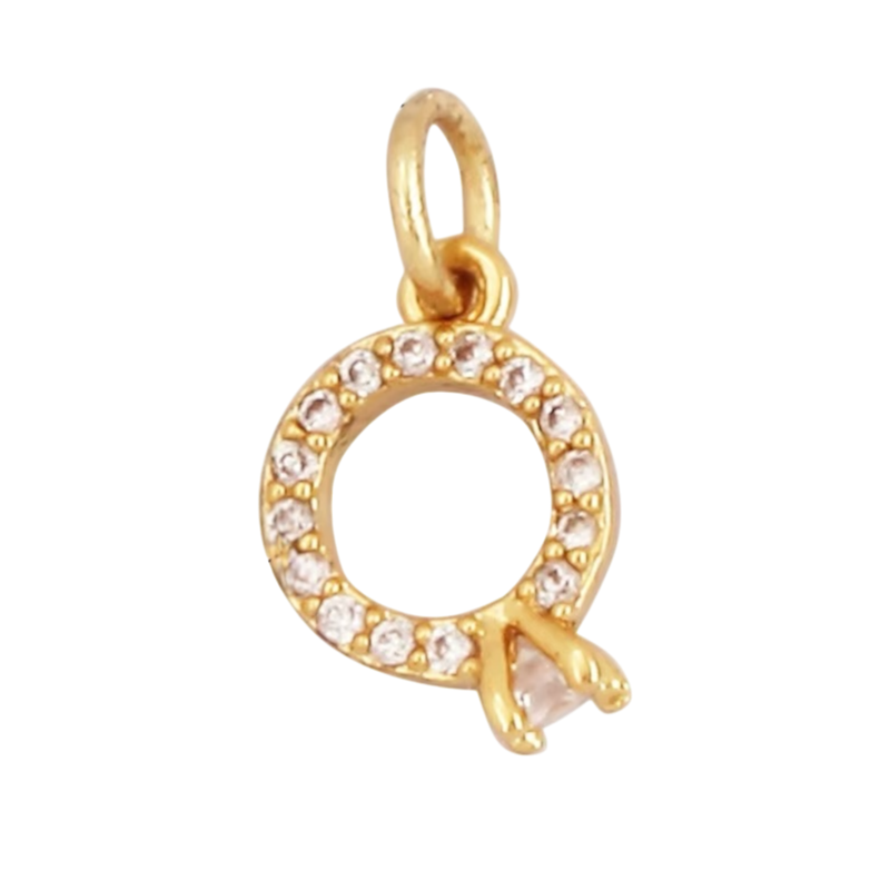 18k Gold Ring Pendant with Zirconia 15mm, 1pc