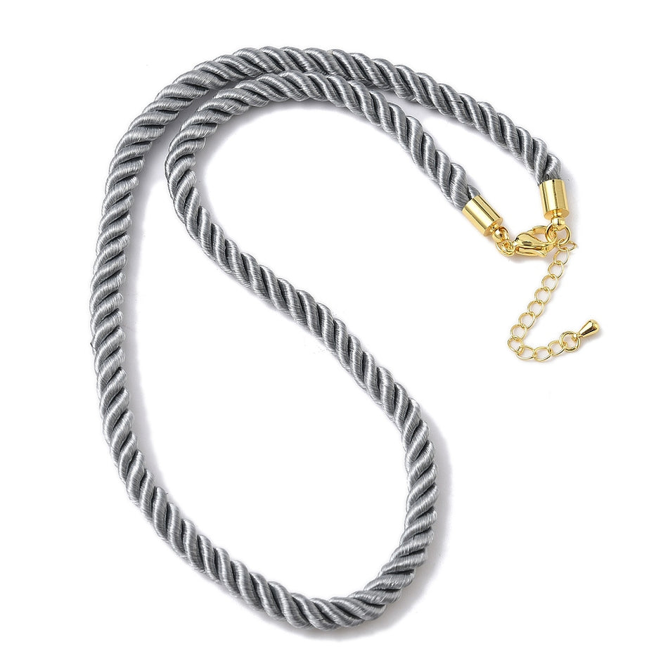 Twisted Nylon Cord Necklace with Gold Findings 18 inches, 1pc
