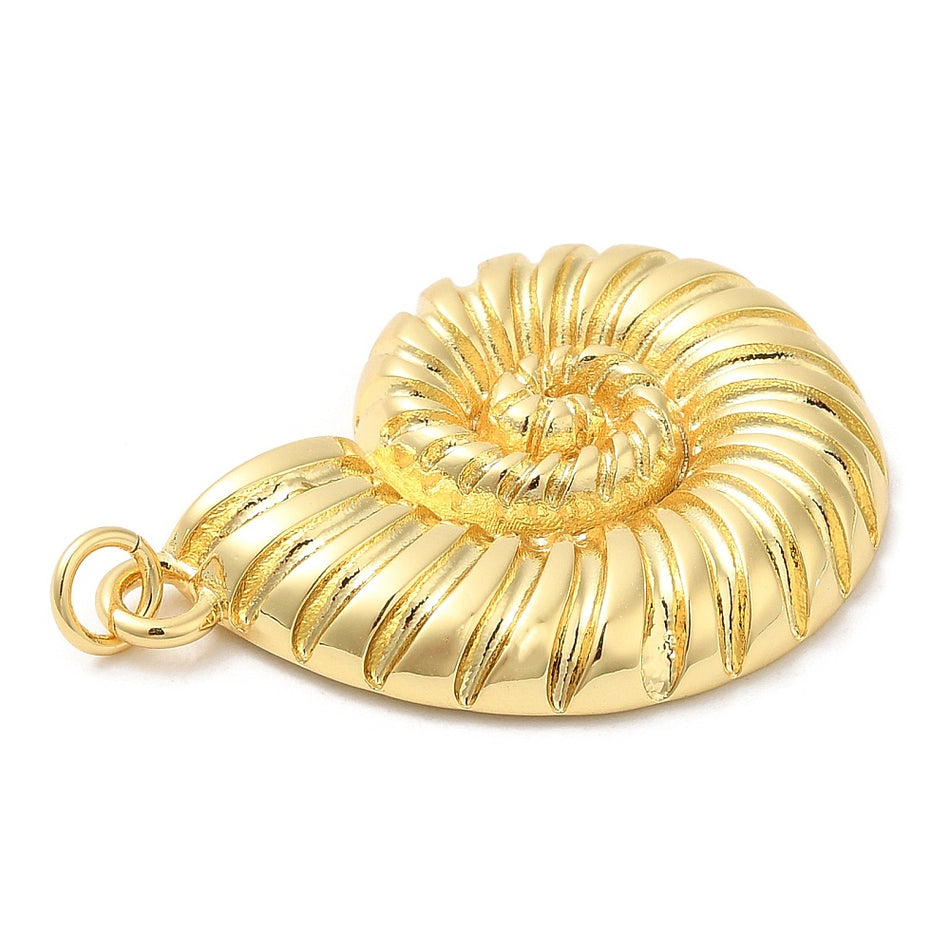 18k Gold Filled Shell Pendant 33mm, 1pc