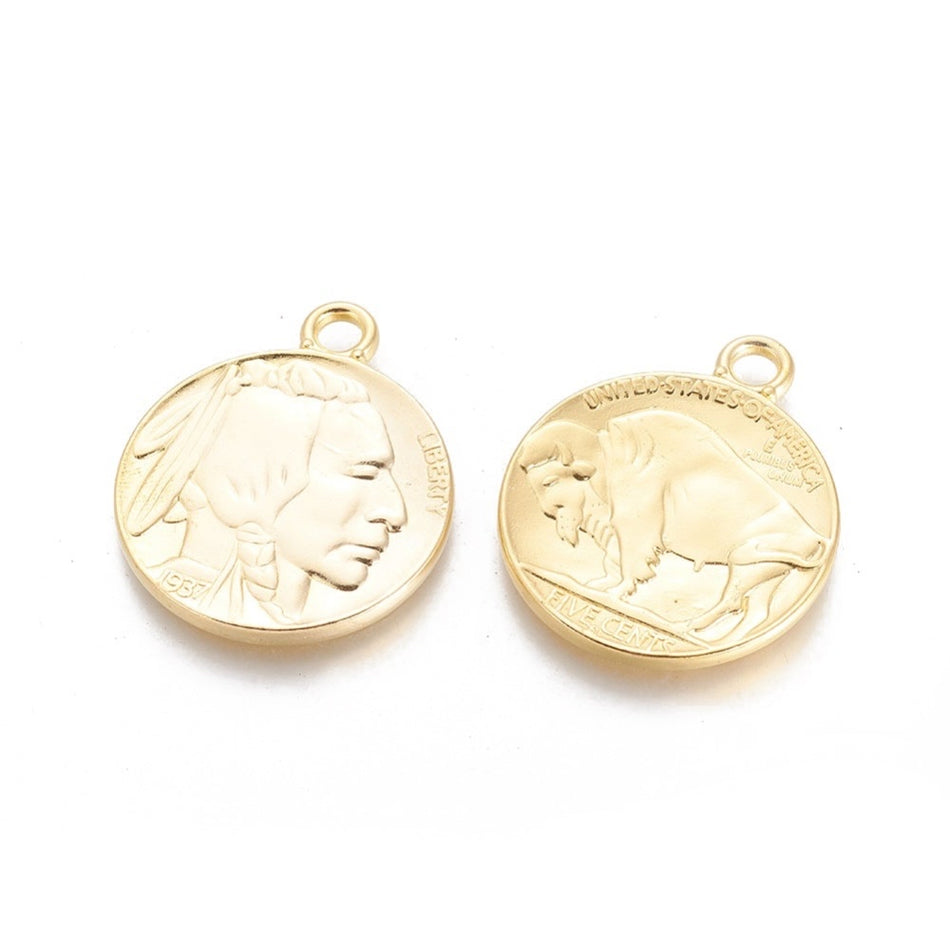 Gold Coin Pendant 42mm, 3pcs