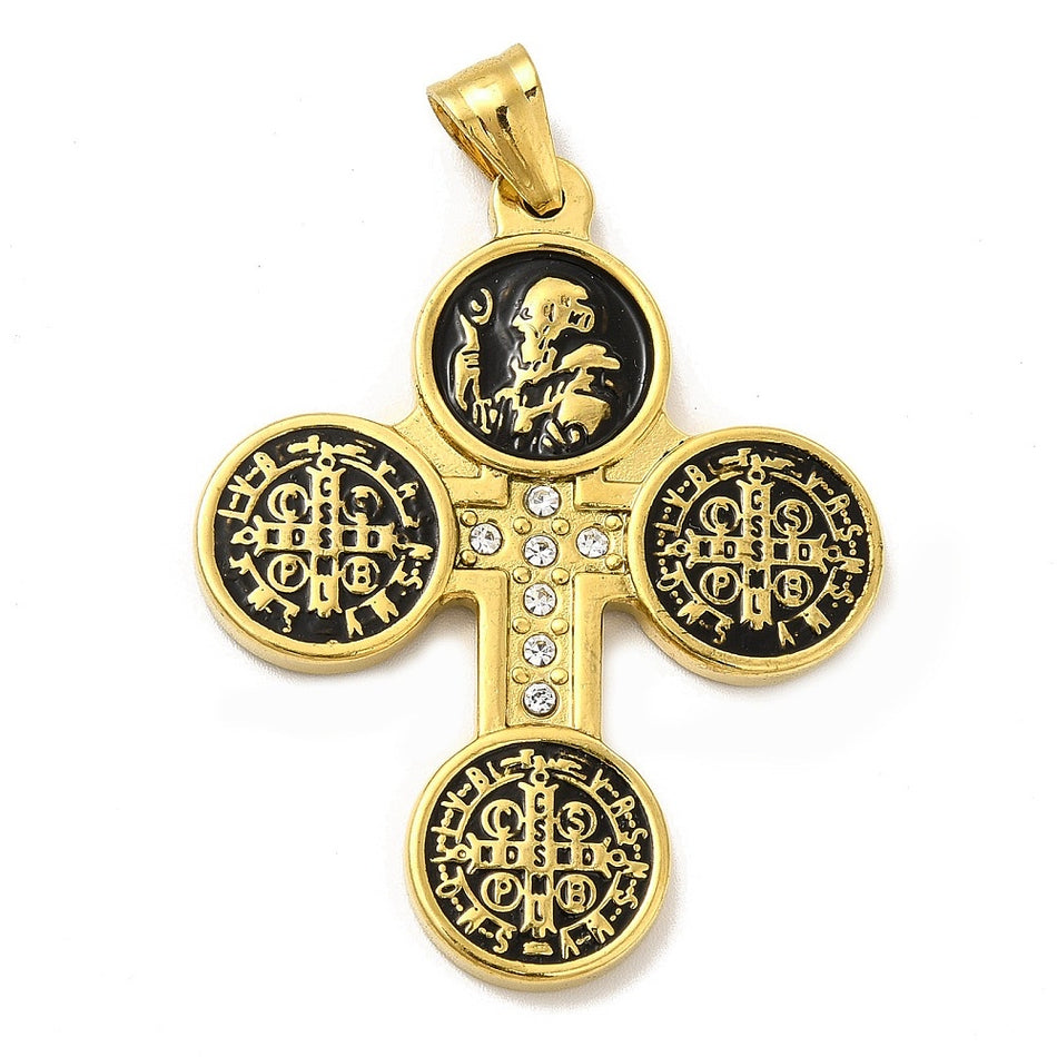 Gold Cross Pendant 40mm, 1pc