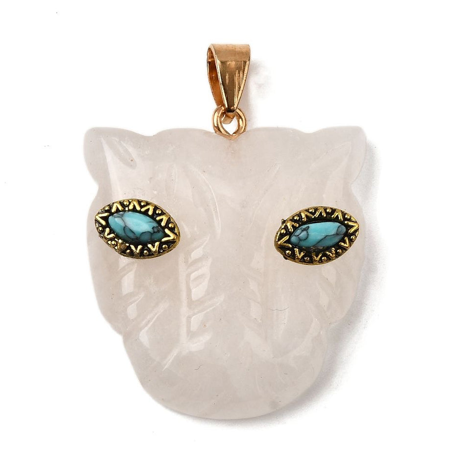Natural Gemstone Leopard Pendant 32mm, 1pc