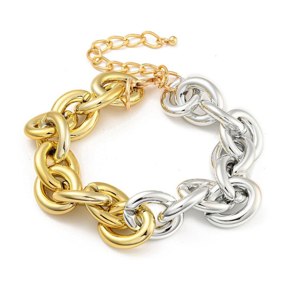 Chunky Gold and Silver Aluminum Choker, 13.94inch