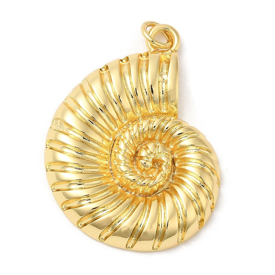 18k Gold Filled Shell Pendant 33mm, 1pc