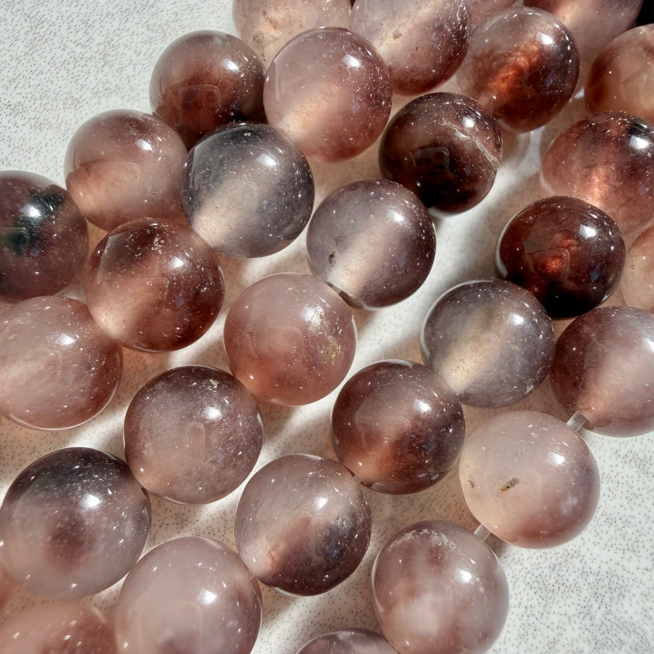 Round Dark-Pink Agate Bead 8mm Strand