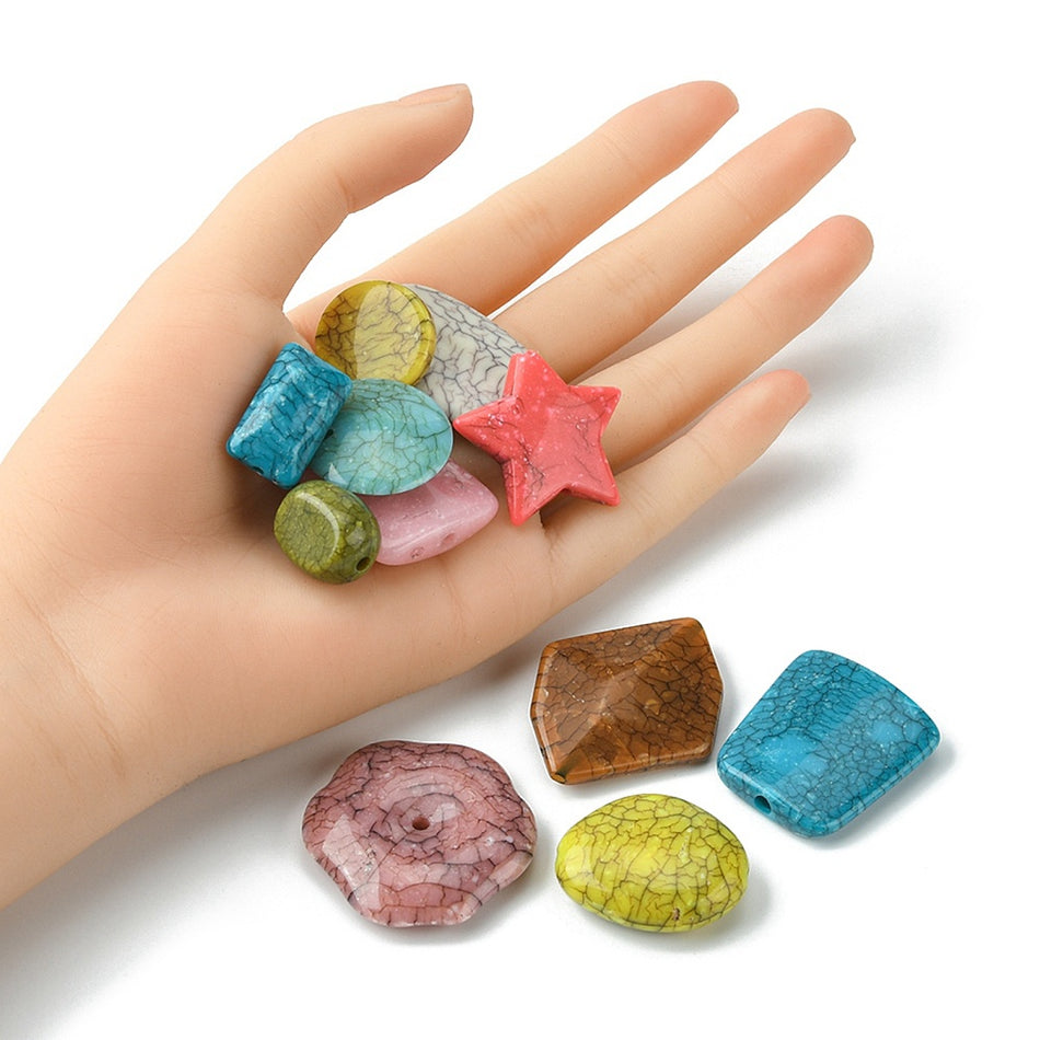 Acrylic Multi-Shape Bead Mix 30mm, 10pcs