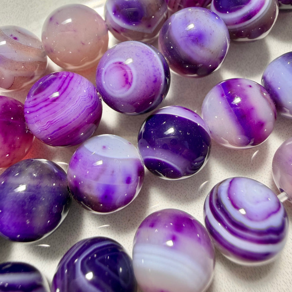 Round Striped Jade 10mm Bead Strand