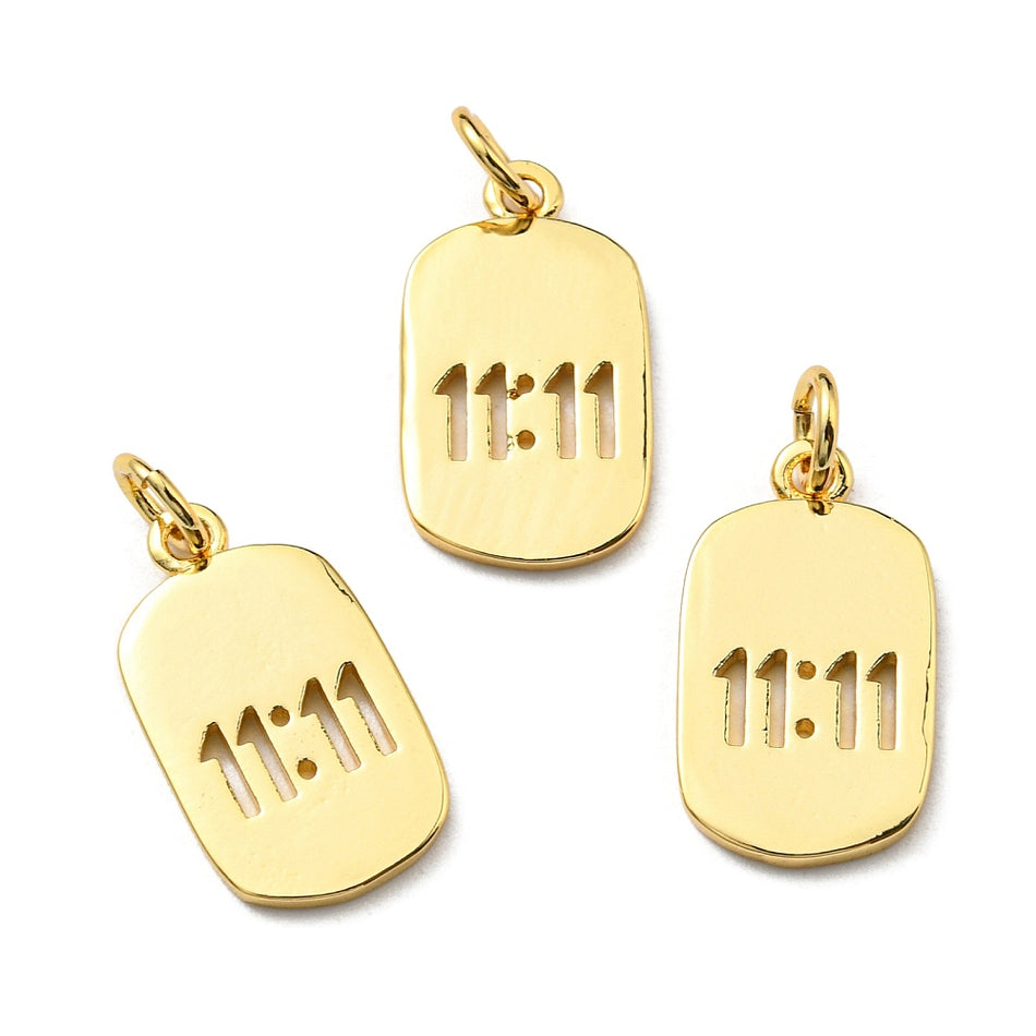 Gold Plated 11:11 Pendant 17mm, 2pcs