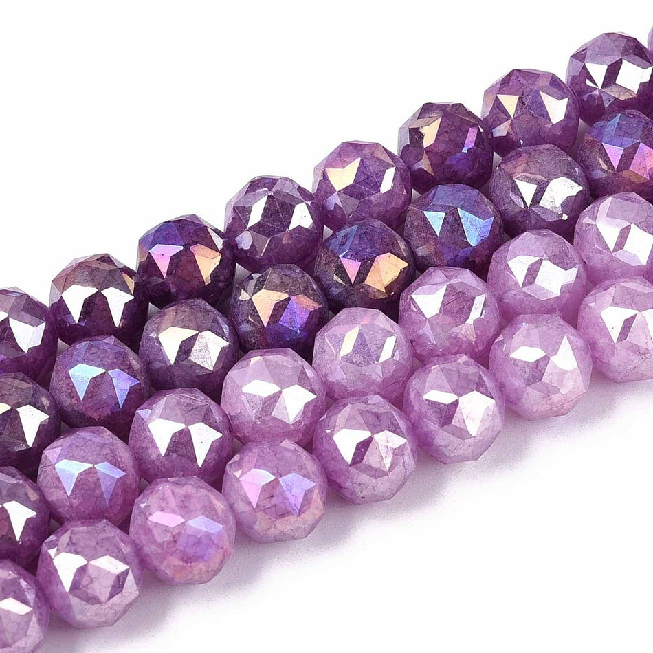 Round Faceted Electroplate Crystal Bead 10mm Strand