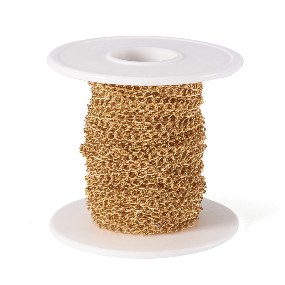 Stainless Steel Gold Curb Chain 10yds, 1 Roll