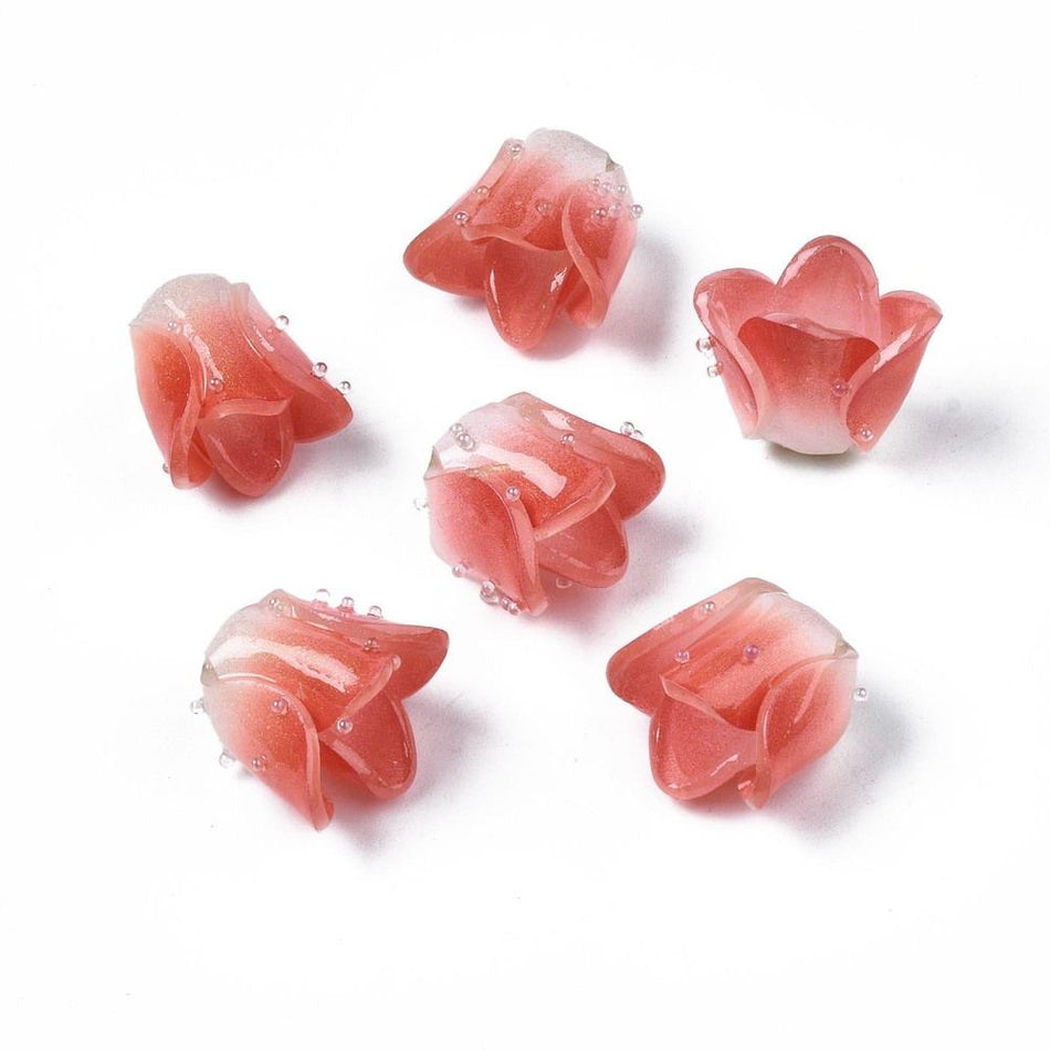 Flower Acrylic Beads 13mm, 4pcs