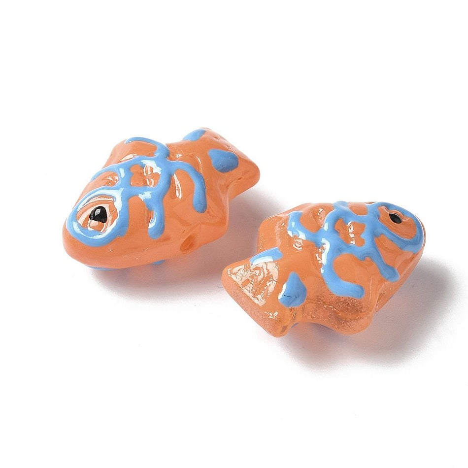 Orange Fish Lampwork Beads 20mm, 2pcs