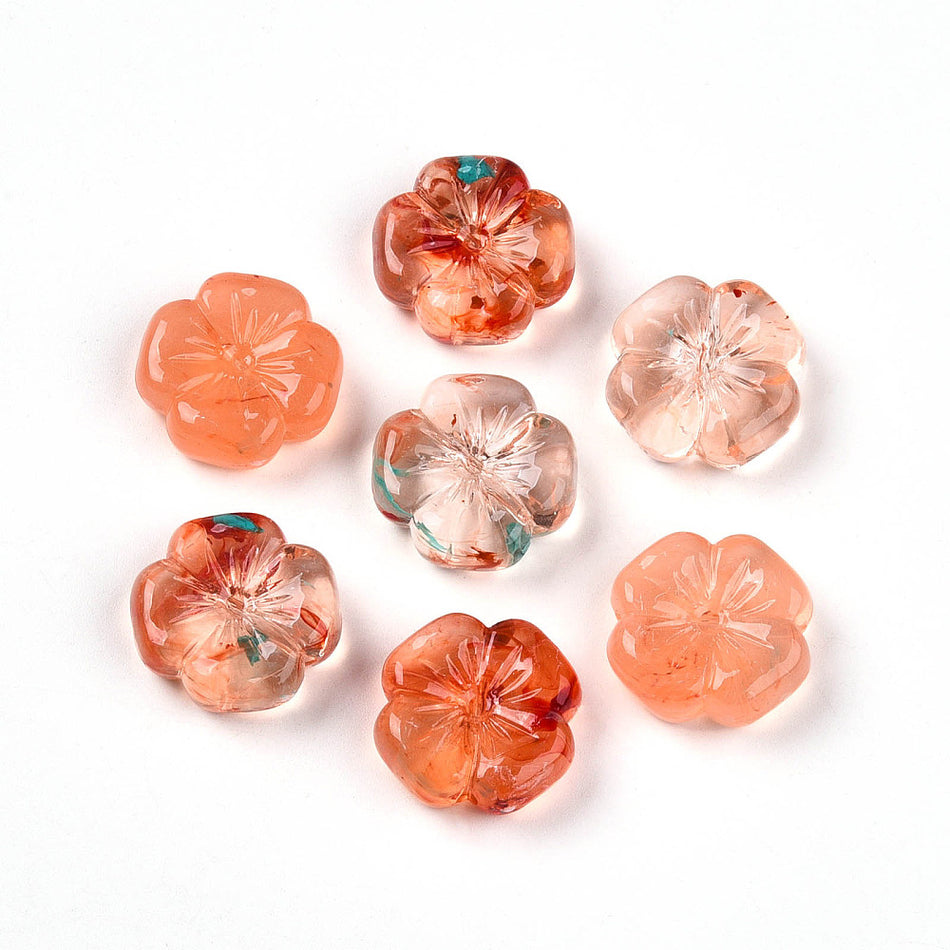 Transparent Acrylic Flower Beads 20mm, 10 pcs