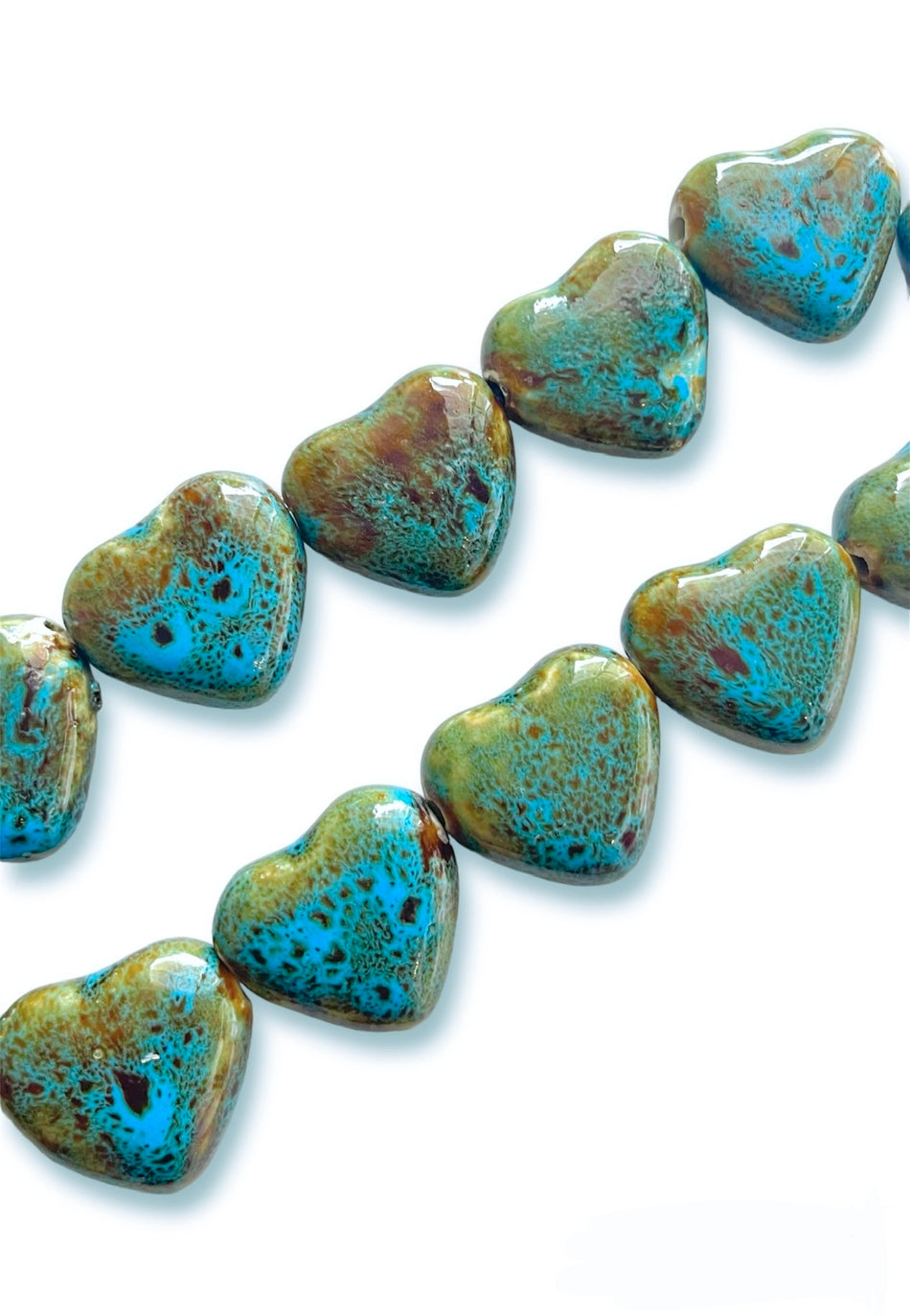 Heart Bead Ceramic Strand, 30mm