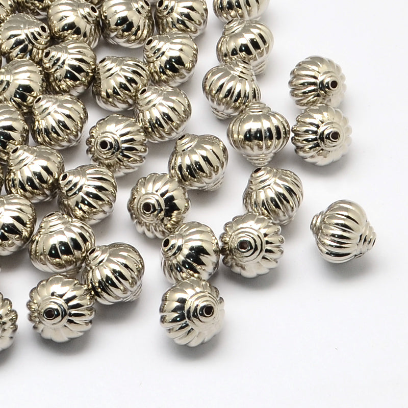Bicone Silver Acrylic Bead 13mm, 25pcs