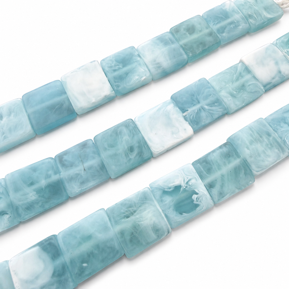 Flat Square Resin Bead 24mm Strand