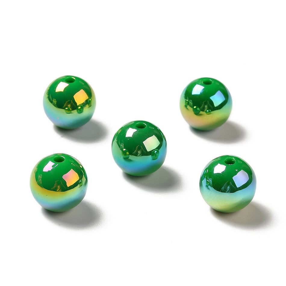 Iridescent Round Acrylic Beads 15mm, 10pcs