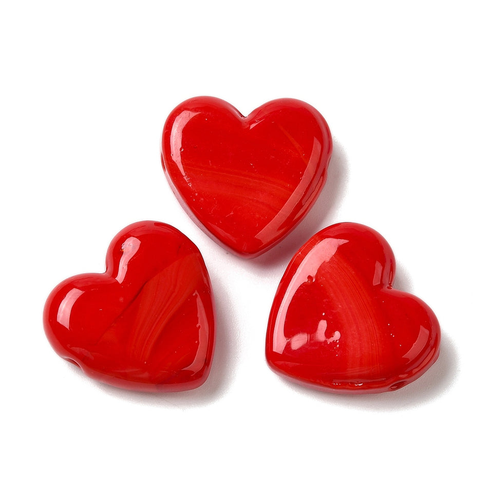 Lampwork Heart Bead 20mm, 2pcs