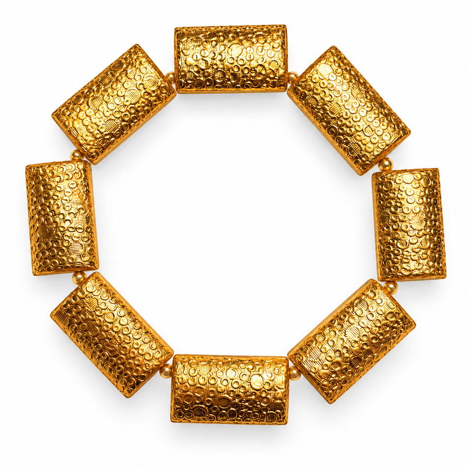 Textured Copper Spacer Beads Strand, Size 27mm Plated in India