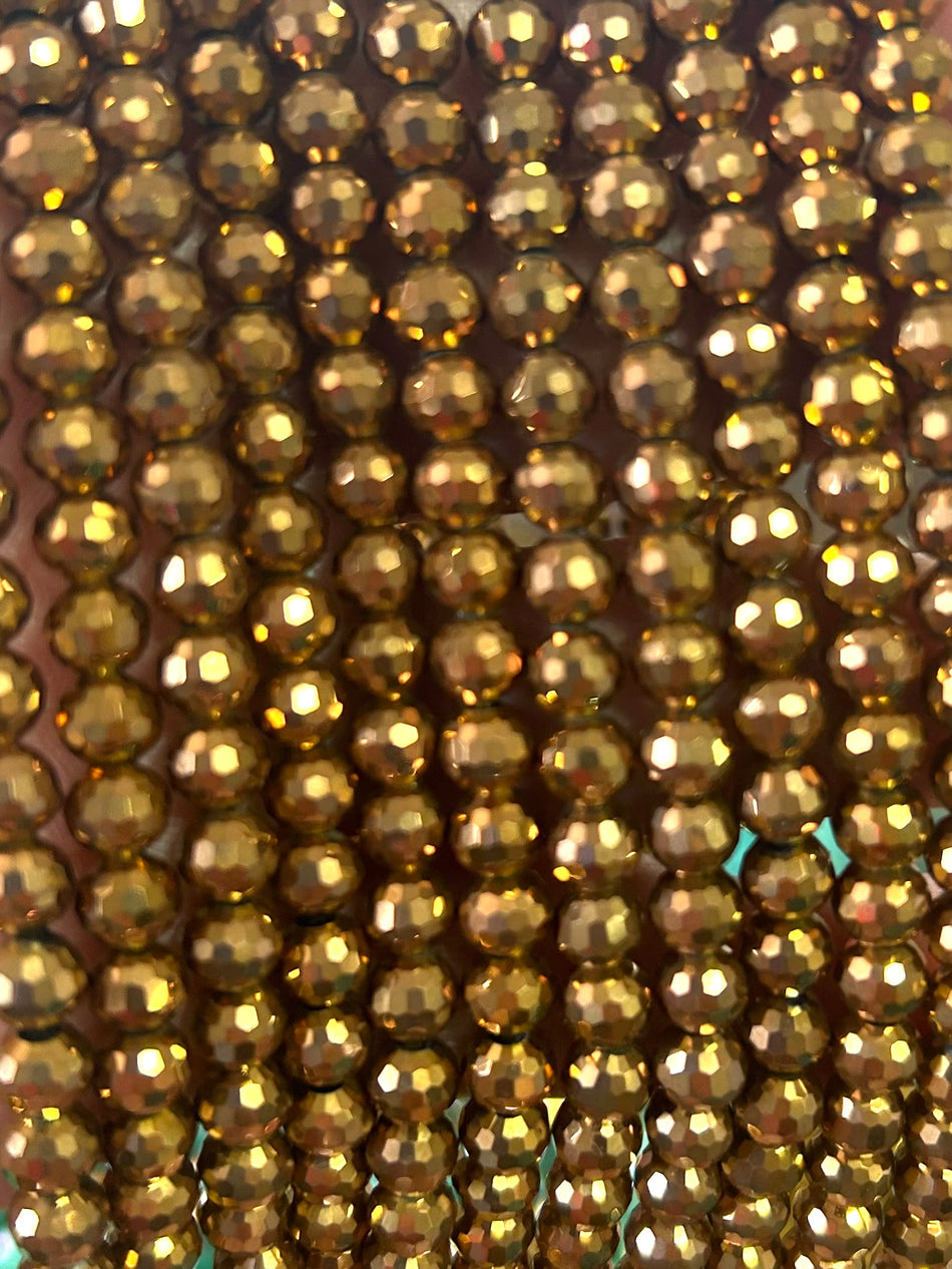 Faceted Round Crystal Strand, 6mm