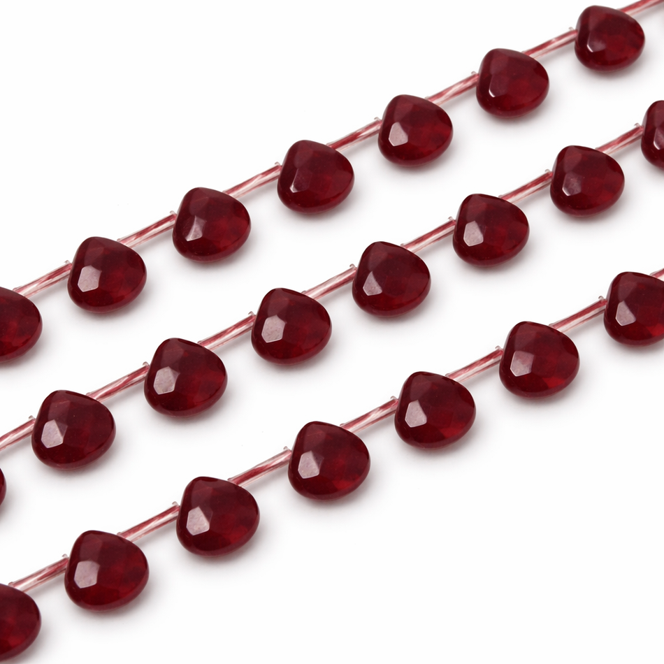 Faceted Red Quartz Drop Bead 8mm Strand