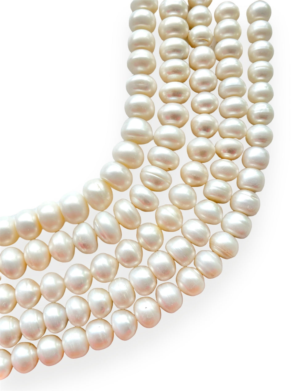 Hebra de perlas de agua dulce Rondelle blancas, 14 mm