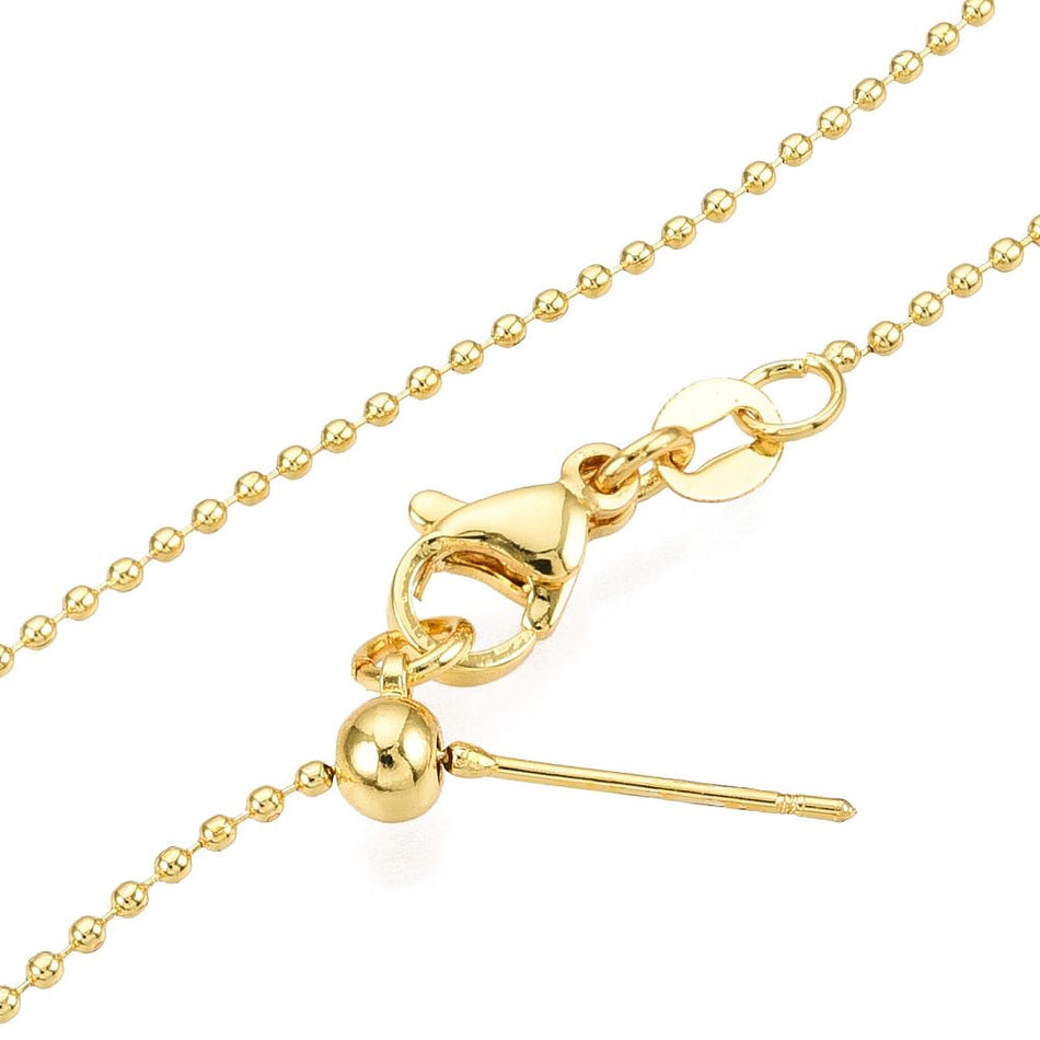 18k Gold Plated Adjustable Chain Necklace 17.7inch, 1pc