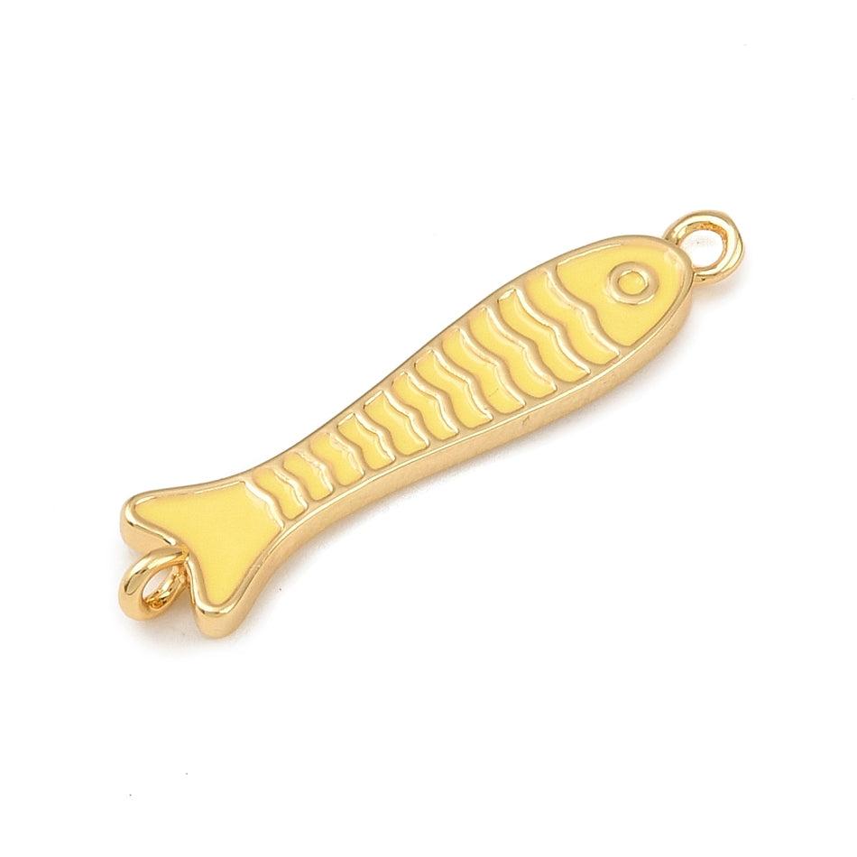 18k Gold-Plated Enamel Fish Connector 30mm, 1pc