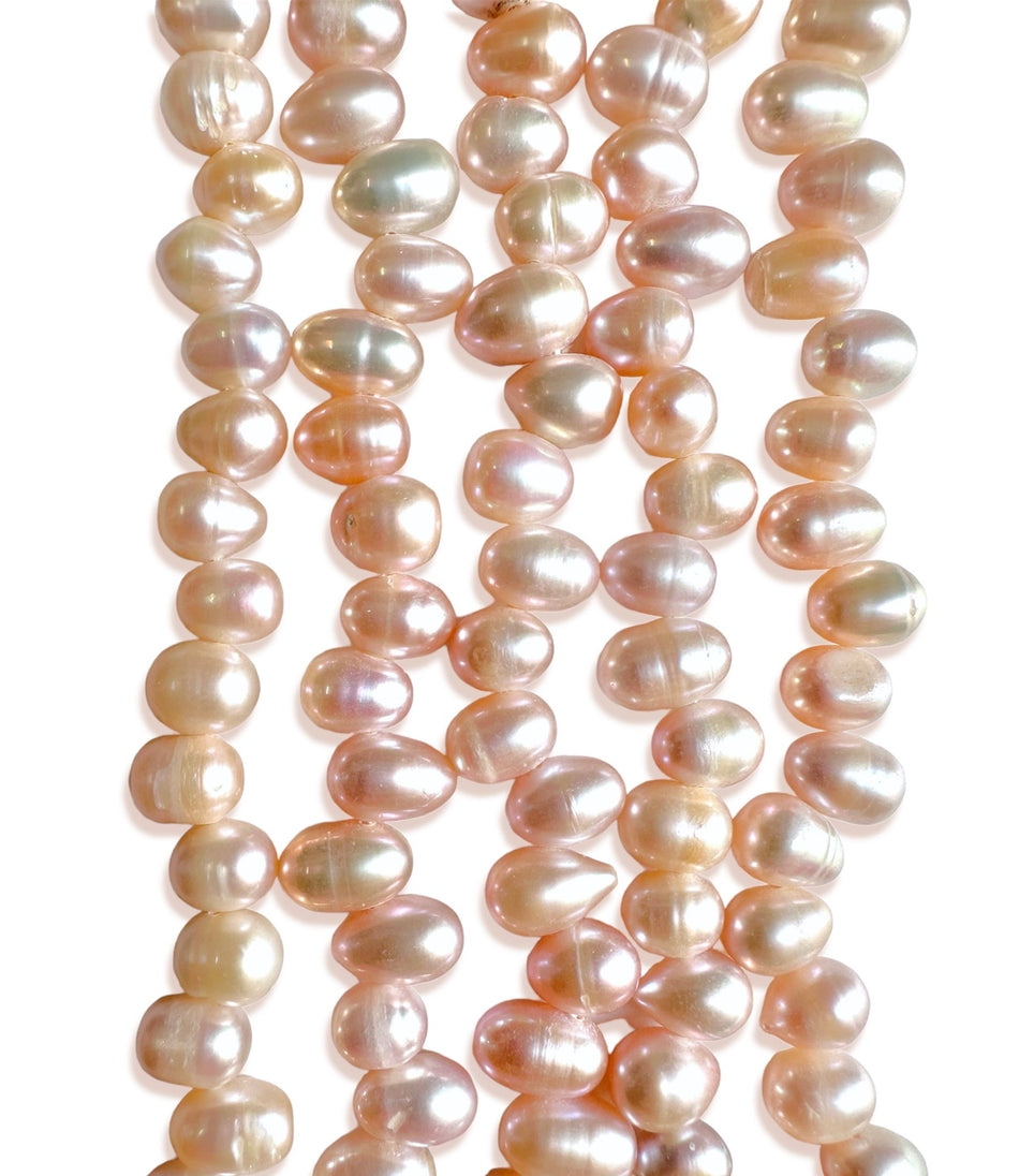 Freshwater Top Drilled Rose Pearl Strand, 6mm