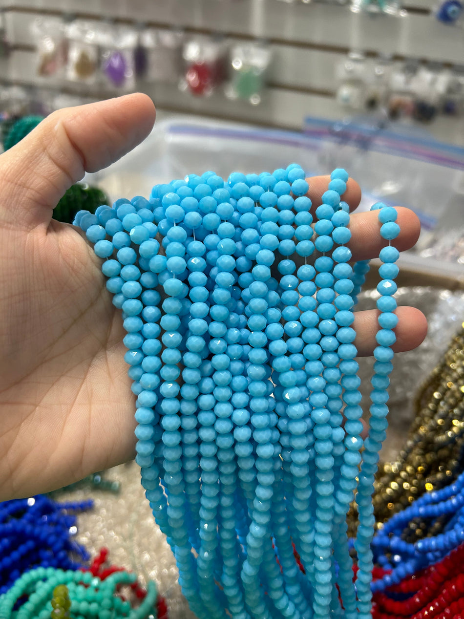Faceted Crystal Rondelle Bead Strand, 6mm