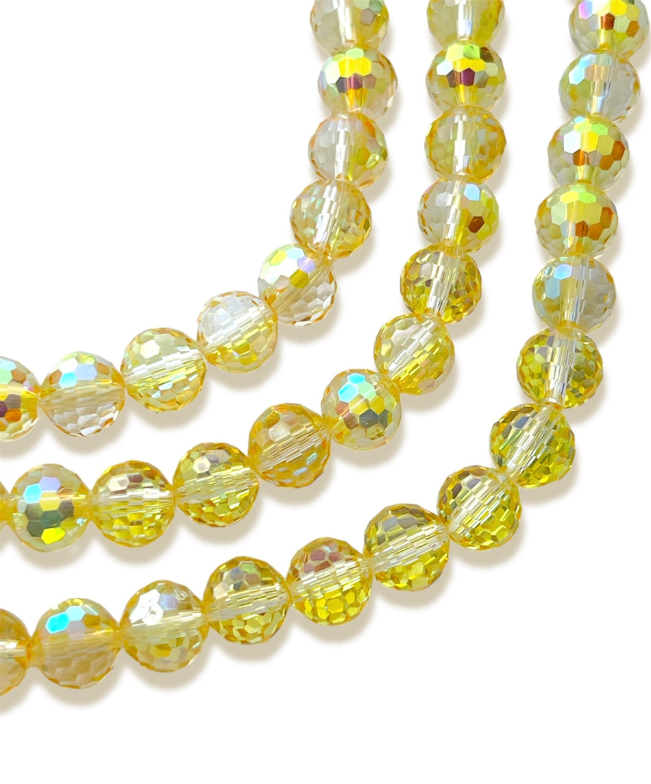 Tornasol Faceted Round Crystal Strand, 8mm