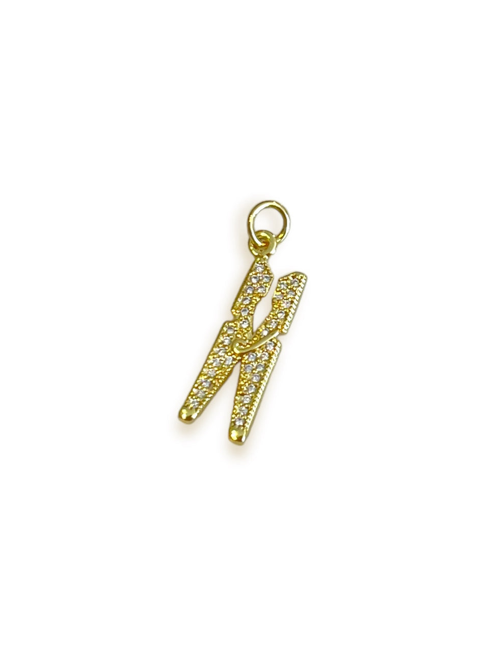 Gold Filled Zirconia Clothespin Pendant, 1pc