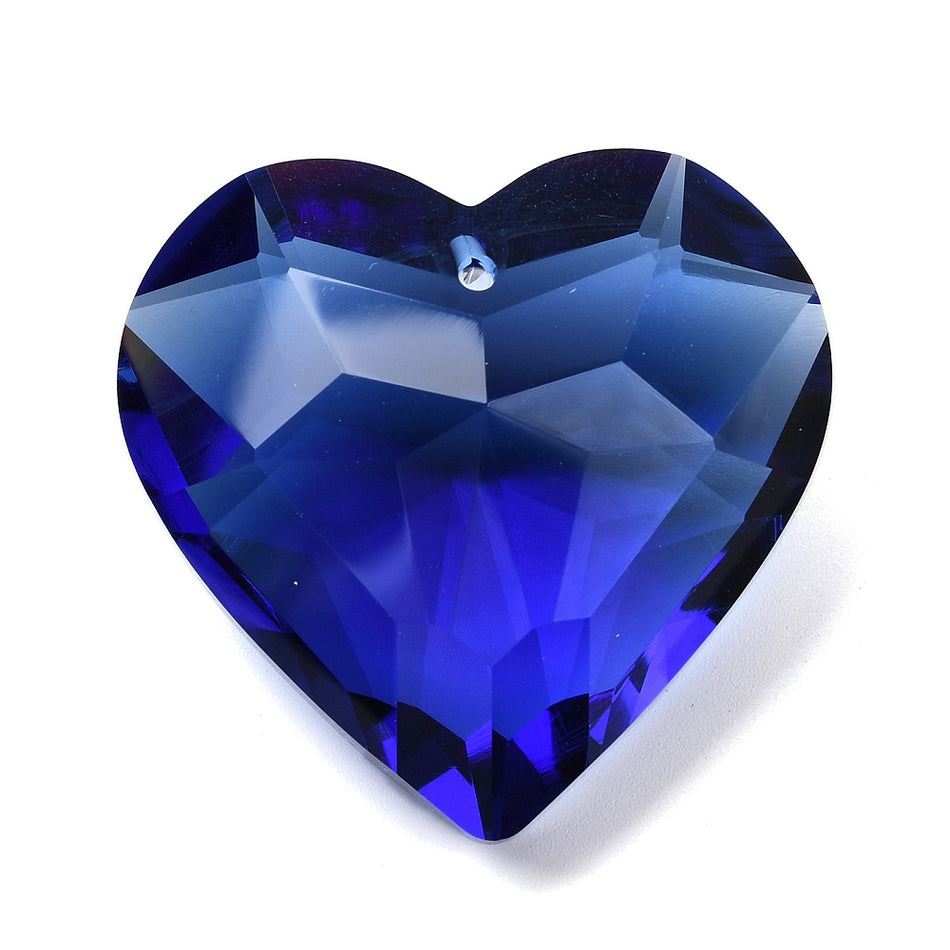 Faceted Heart Crystal Pendant 43mm, 1pc