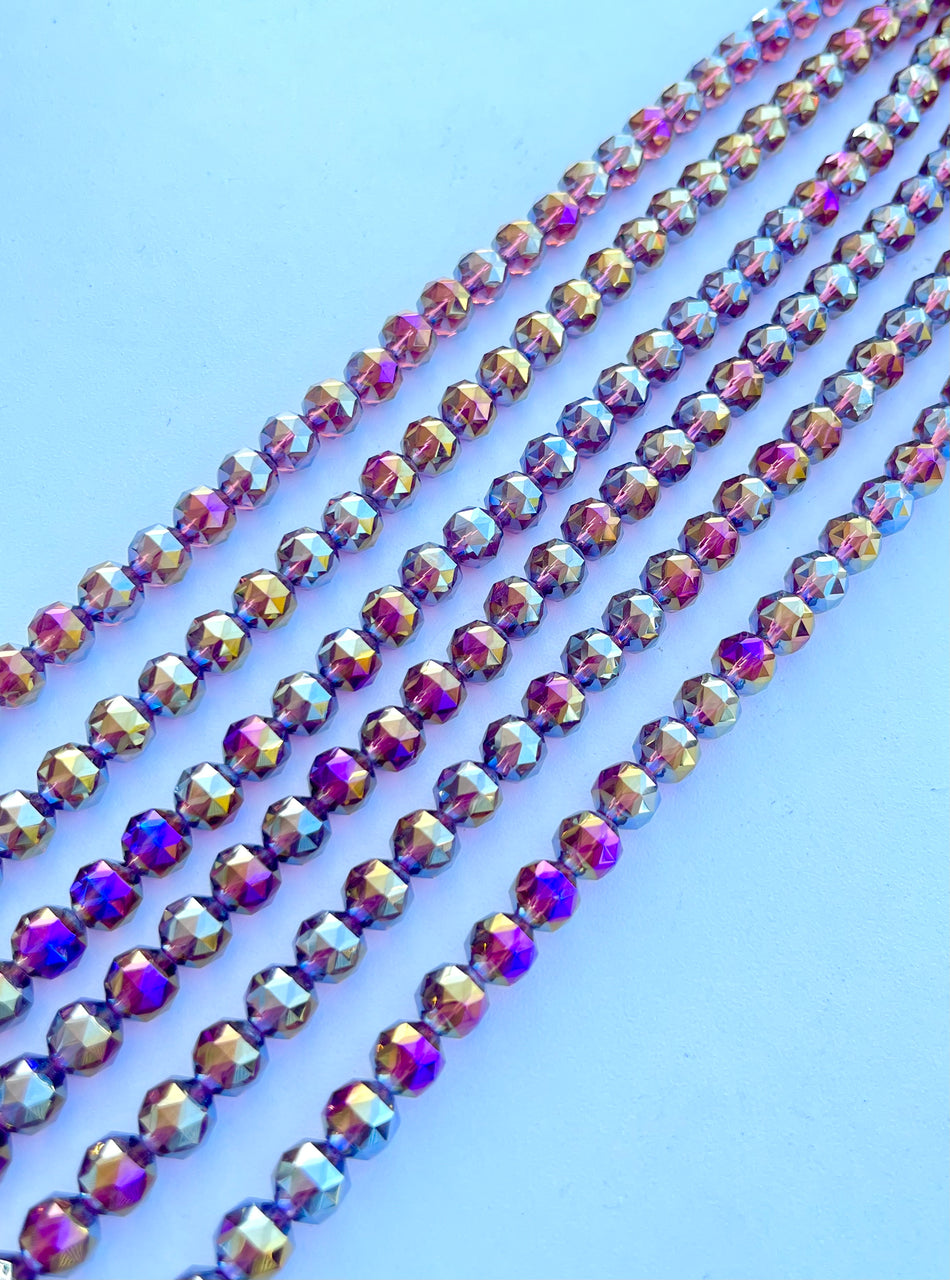 Faceted Crystal Round Strand, 10mm