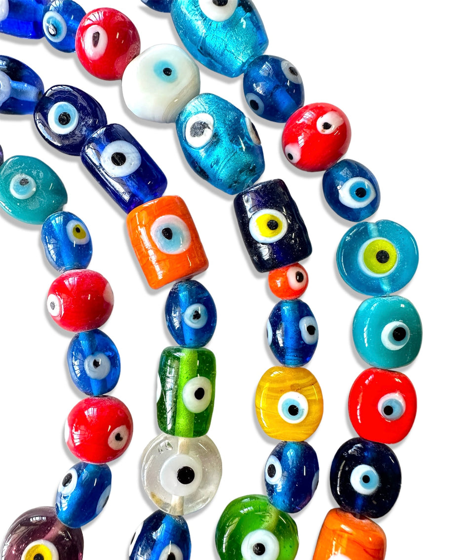 Multi Shape Eye Bead Lampwork Strand