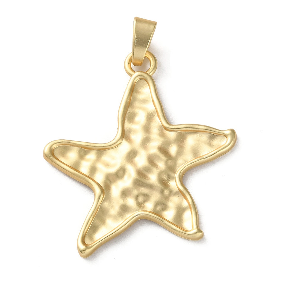 Matte Gold-Plated Star Fish Pendant 68mm, 1pc