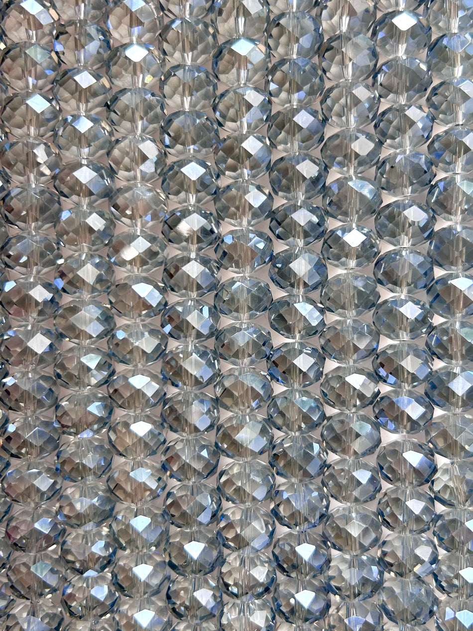 Faceted Rondelle Crystal Bead Strand, 14mm