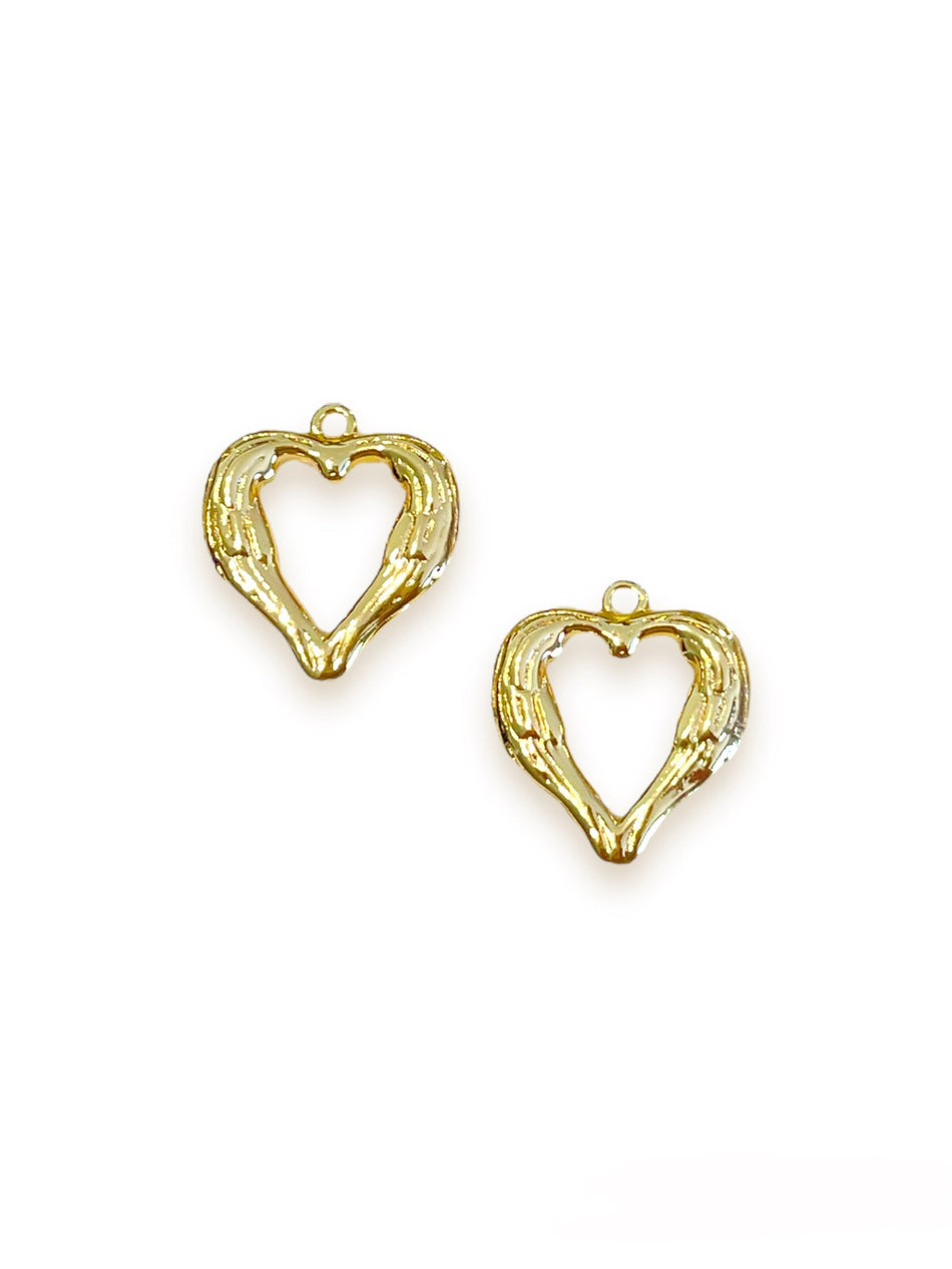 Gold Filled Heart Pendant 24mm, 2pcs