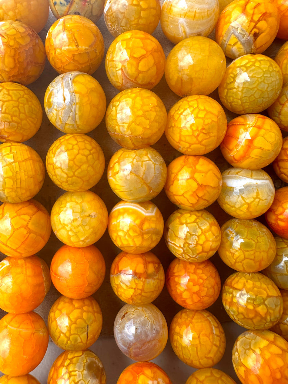 Yellow Round Agate Strand, 20mm