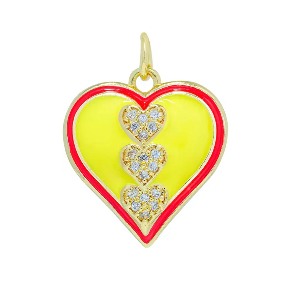 Multicolor Zirconia Heart Pendant, 1pc