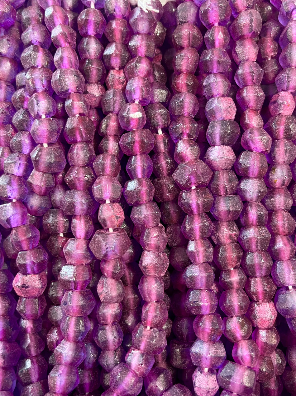 Faceted Rondelle Recycled Glass Strand, 10mm