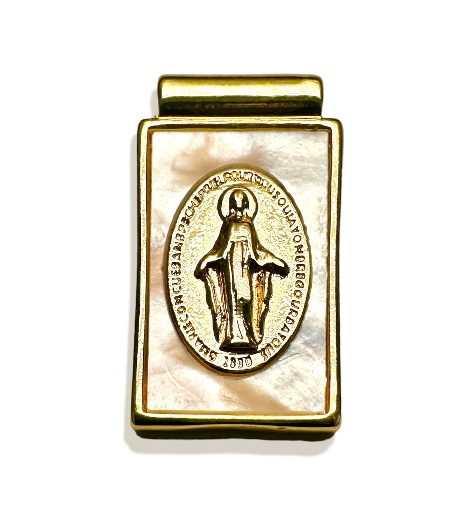 Mother of Pearl Milagrosa Virgin Mary Pendant, 1pc