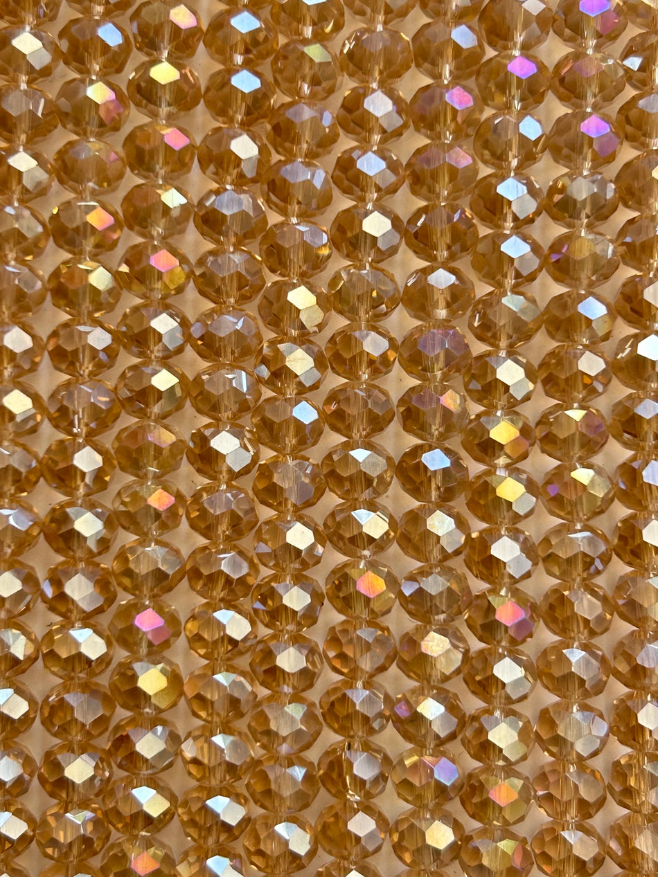 Translucent Faceted Crystal Rondelle Bead Strand, 8mm